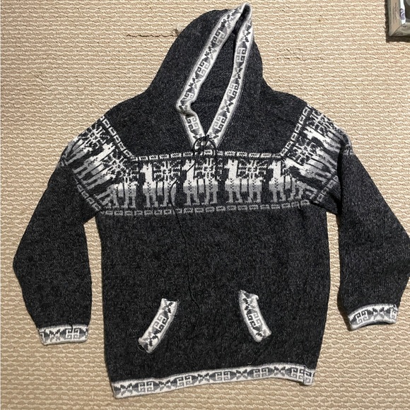 Alpaca Gray Patterned Sweater - Ladies Large - Picture 1 of 8